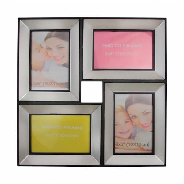 Purely Pecan 13.75 in. Black Trimmed Glass Encased Photo Picture Frame Collage Wall Decoration 32013083 - main